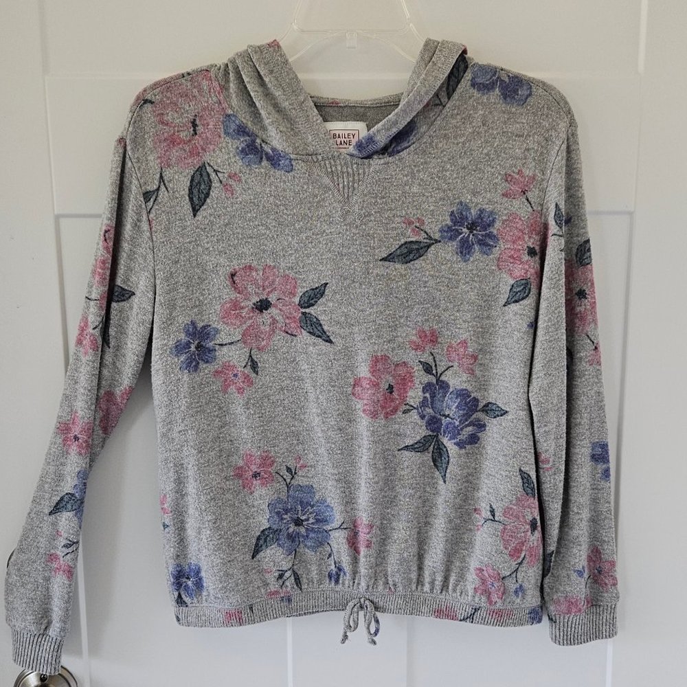 Girls Baily Lane Floral Hooded Sweater  Size L 12/14